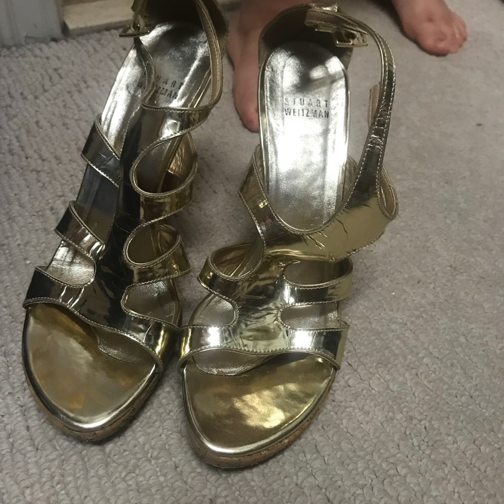 Metallic Gold with cork heel